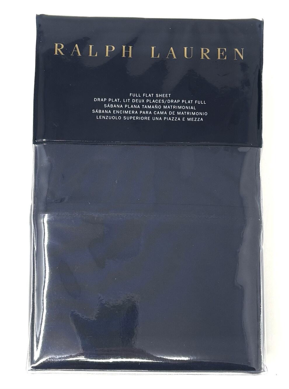 Ralph Lauren RL 464 Thread Count Full Flat Sheet Polo Navy Blue Percale Cotton